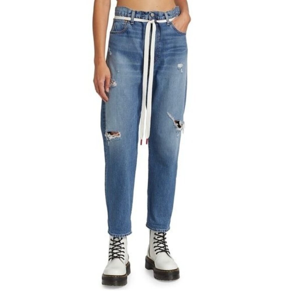 Free People Denimist Harper Shoelace Jeans in Indigo Size 28 NWT